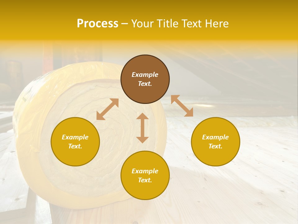A Yellow Roll Of Insulation In A Attic PowerPoint Template
