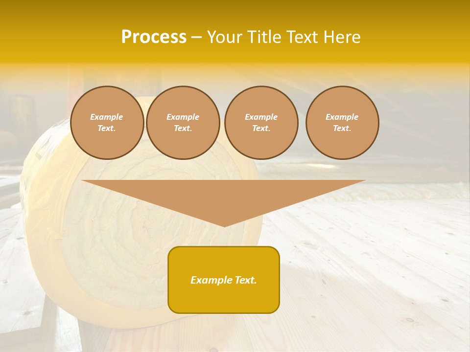 A Yellow Roll Of Insulation In A Attic PowerPoint Template
