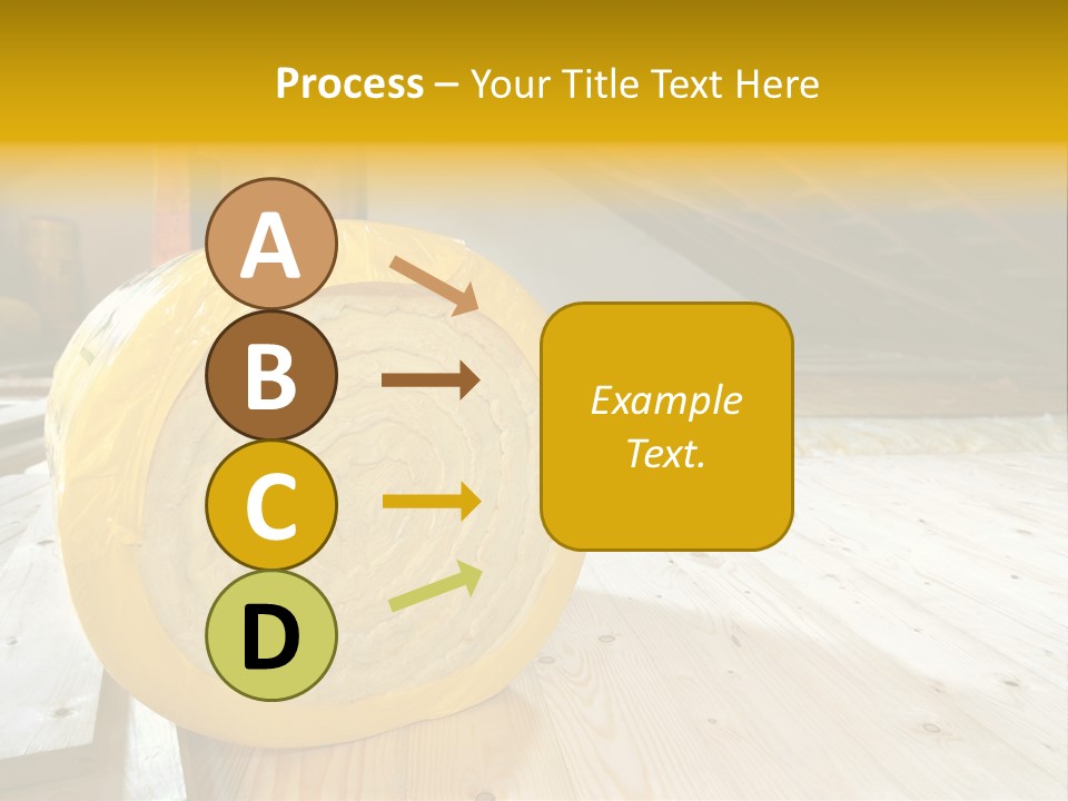 A Yellow Roll Of Insulation In A Attic PowerPoint Template