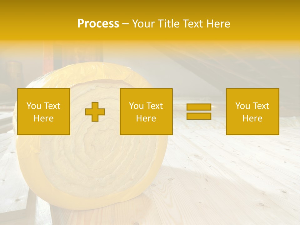 A Yellow Roll Of Insulation In A Attic PowerPoint Template