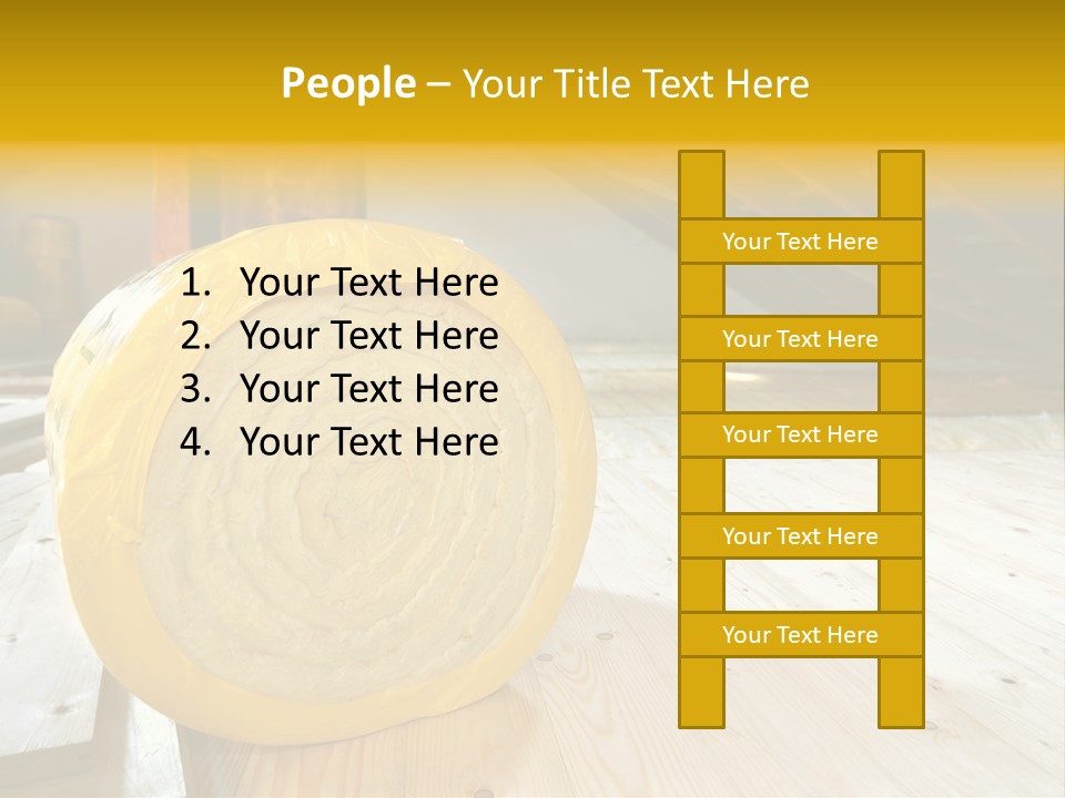 A Yellow Roll Of Insulation In A Attic PowerPoint Template