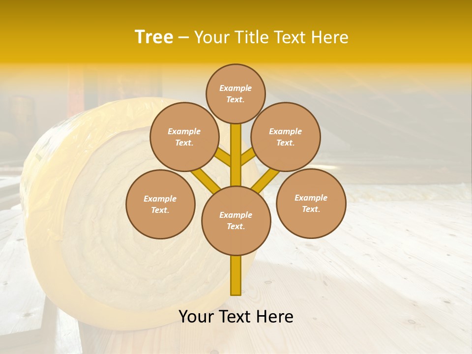 A Yellow Roll Of Insulation In A Attic PowerPoint Template