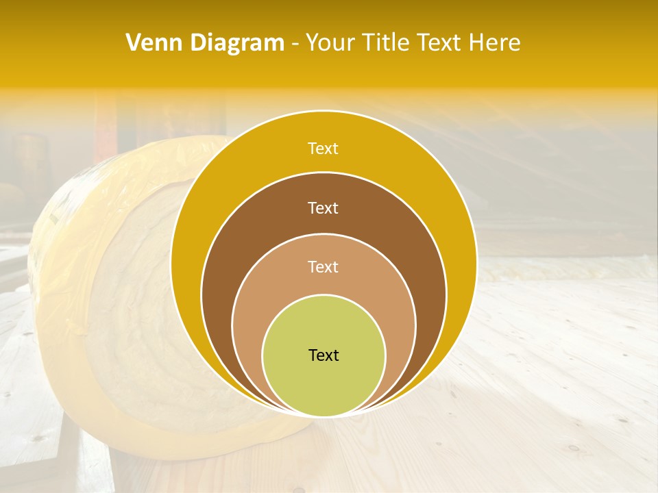 A Yellow Roll Of Insulation In A Attic PowerPoint Template