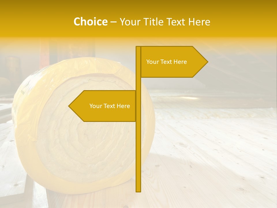 A Yellow Roll Of Insulation In A Attic PowerPoint Template