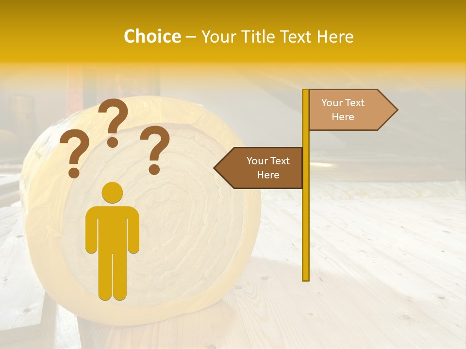 A Yellow Roll Of Insulation In A Attic PowerPoint Template