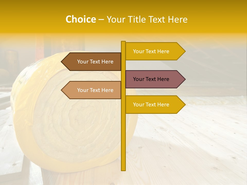 A Yellow Roll Of Insulation In A Attic PowerPoint Template