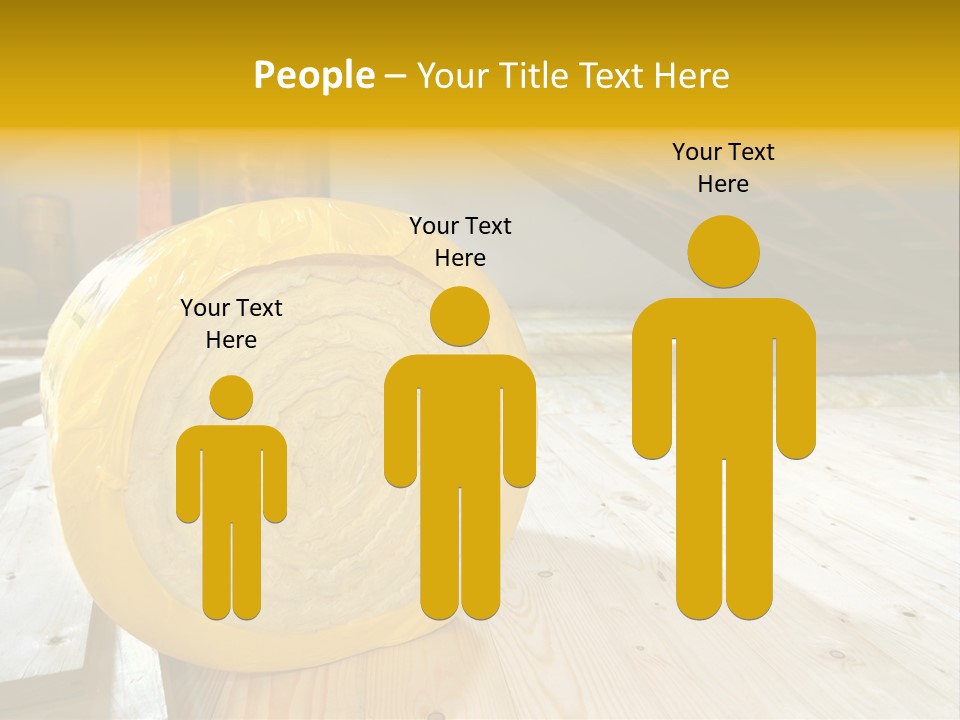 A Yellow Roll Of Insulation In A Attic PowerPoint Template