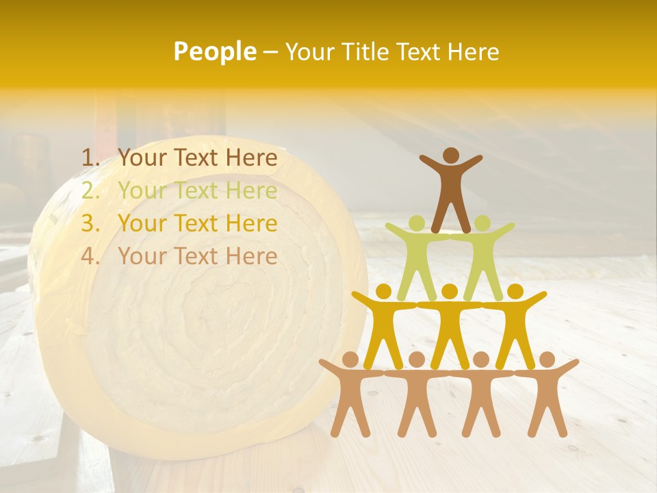 A Yellow Roll Of Insulation In A Attic PowerPoint Template