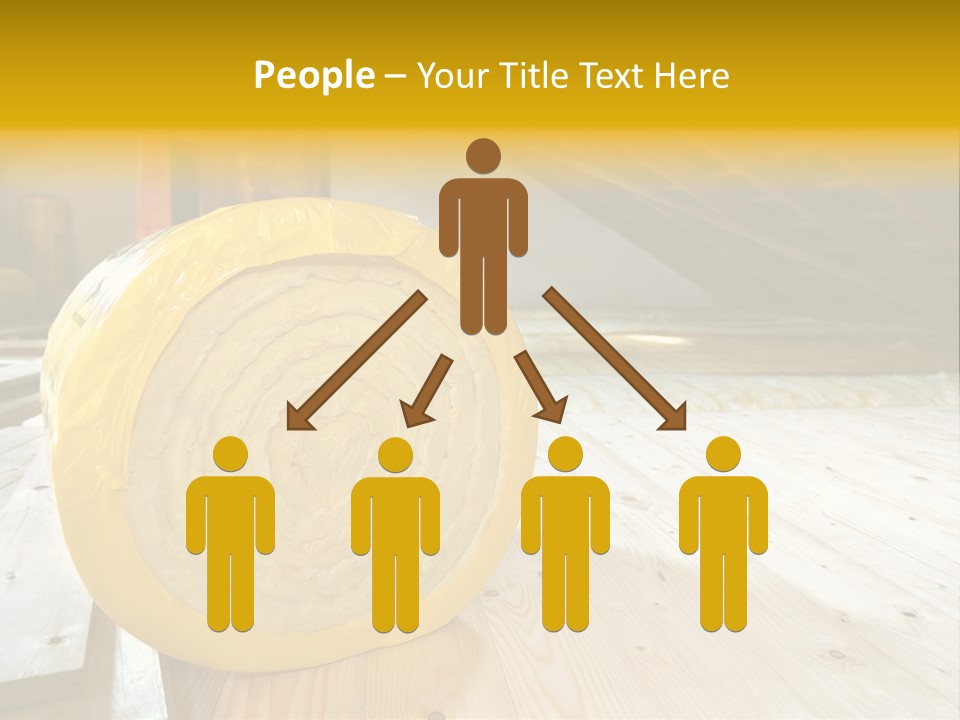 A Yellow Roll Of Insulation In A Attic PowerPoint Template