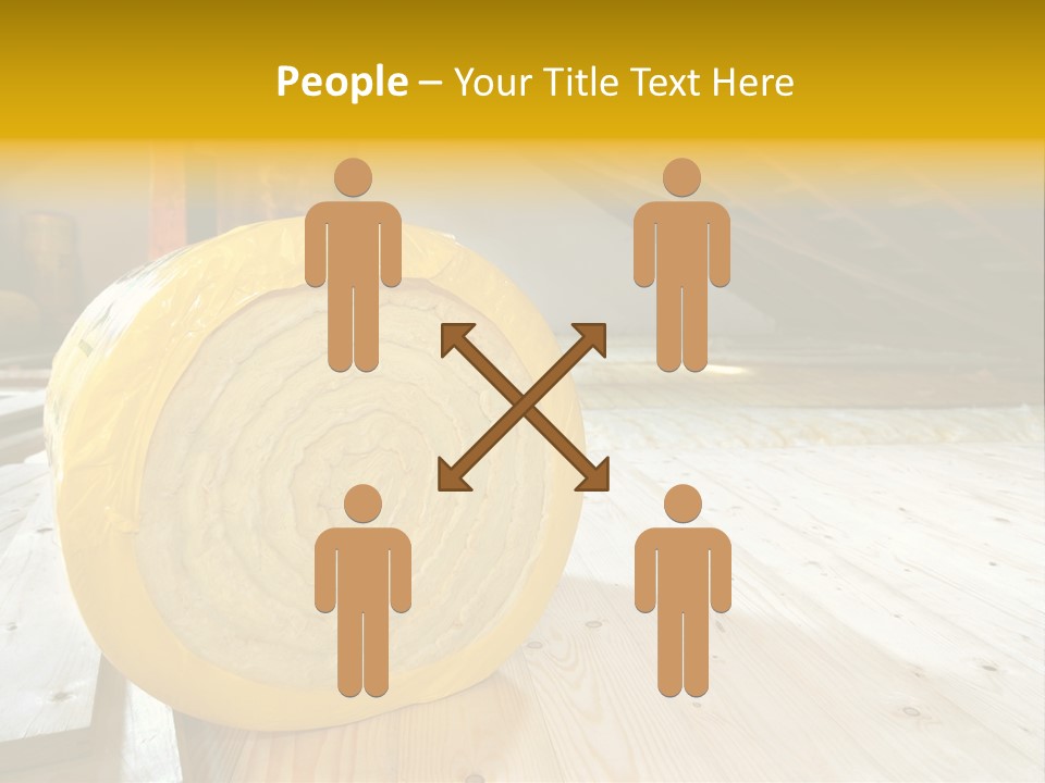 A Yellow Roll Of Insulation In A Attic PowerPoint Template