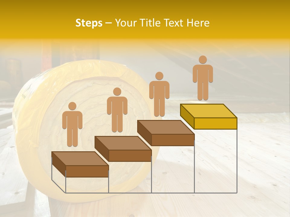 A Yellow Roll Of Insulation In A Attic PowerPoint Template