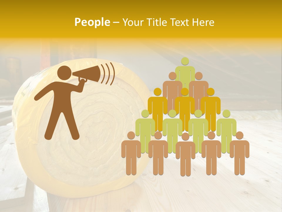 A Yellow Roll Of Insulation In A Attic PowerPoint Template
