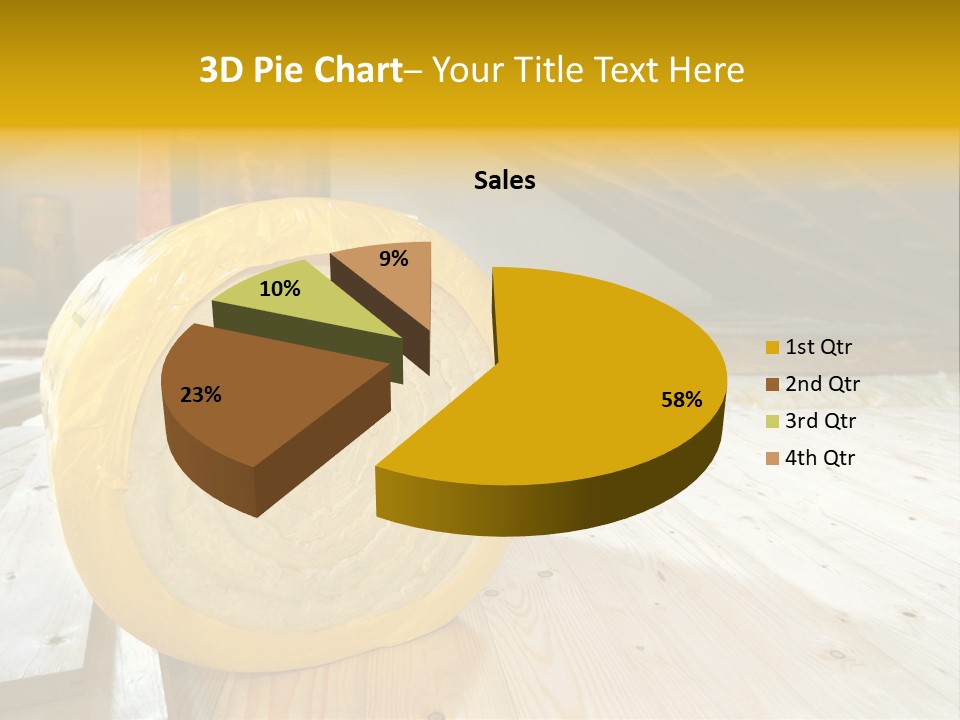 A Yellow Roll Of Insulation In A Attic PowerPoint Template