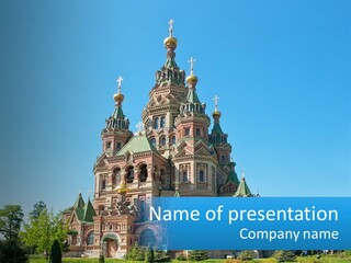 A Church With A Blue Sky In The Background PowerPoint Template