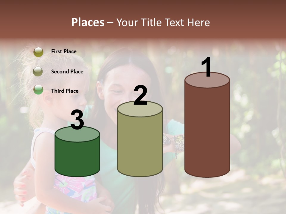 A Woman And A Little Girl Are Looking At A Butterfly PowerPoint Template