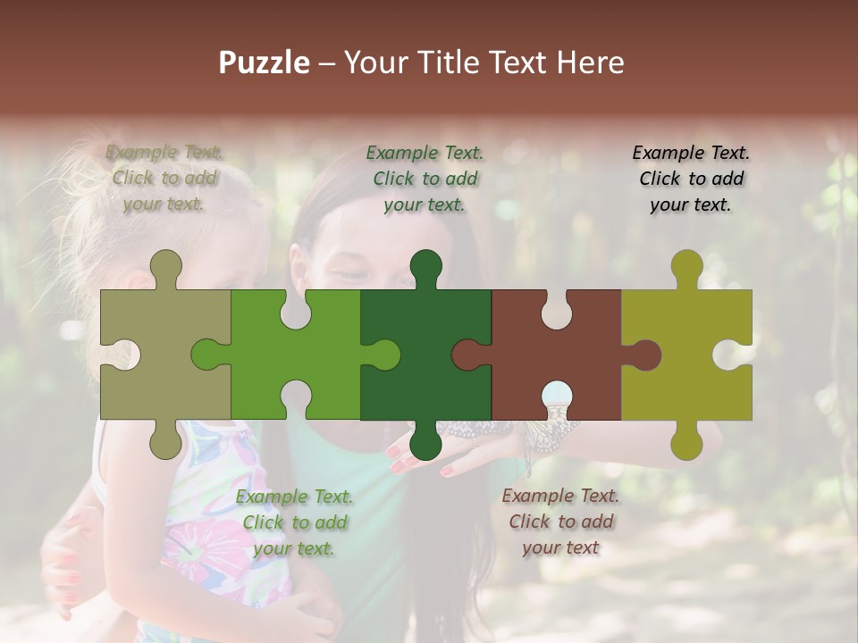 A Woman And A Little Girl Are Looking At A Butterfly PowerPoint Template