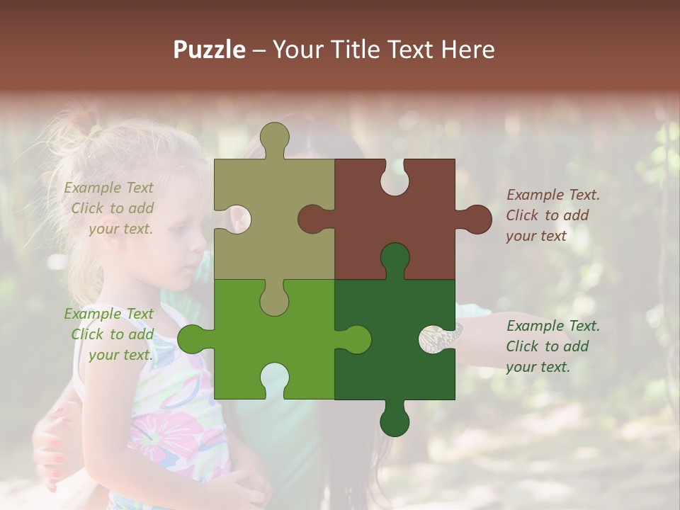 A Woman And A Little Girl Are Looking At A Butterfly PowerPoint Template