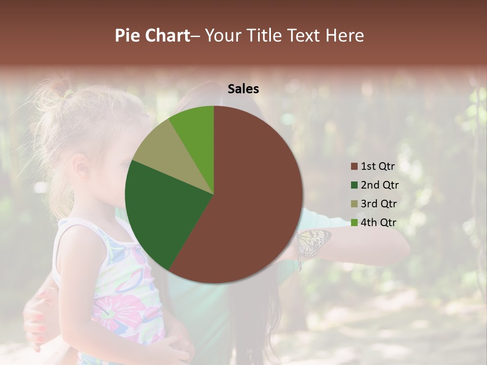 A Woman And A Little Girl Are Looking At A Butterfly PowerPoint Template