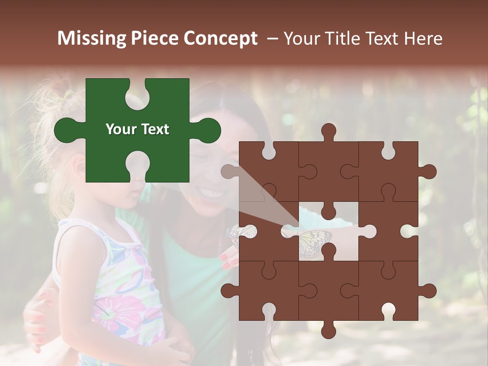 A Woman And A Little Girl Are Looking At A Butterfly PowerPoint Template