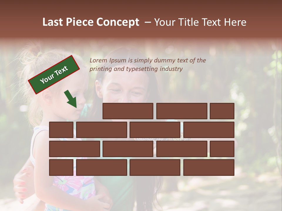 A Woman And A Little Girl Are Looking At A Butterfly PowerPoint Template