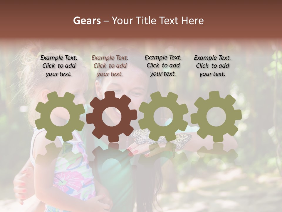 A Woman And A Little Girl Are Looking At A Butterfly PowerPoint Template