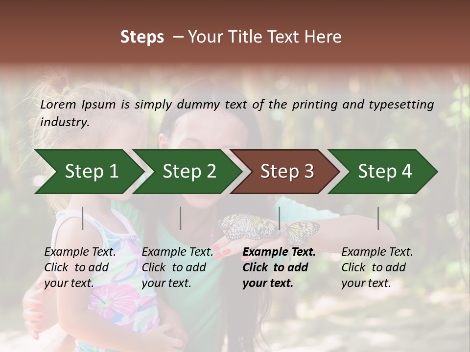 A Woman And A Little Girl Are Looking At A Butterfly PowerPoint Template