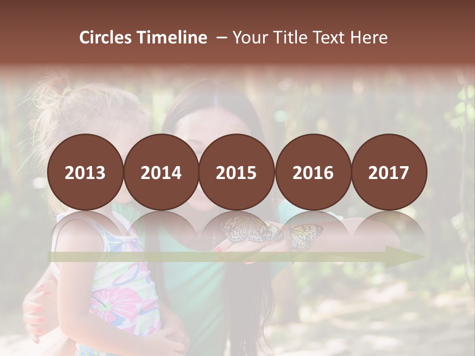 A Woman And A Little Girl Are Looking At A Butterfly PowerPoint Template