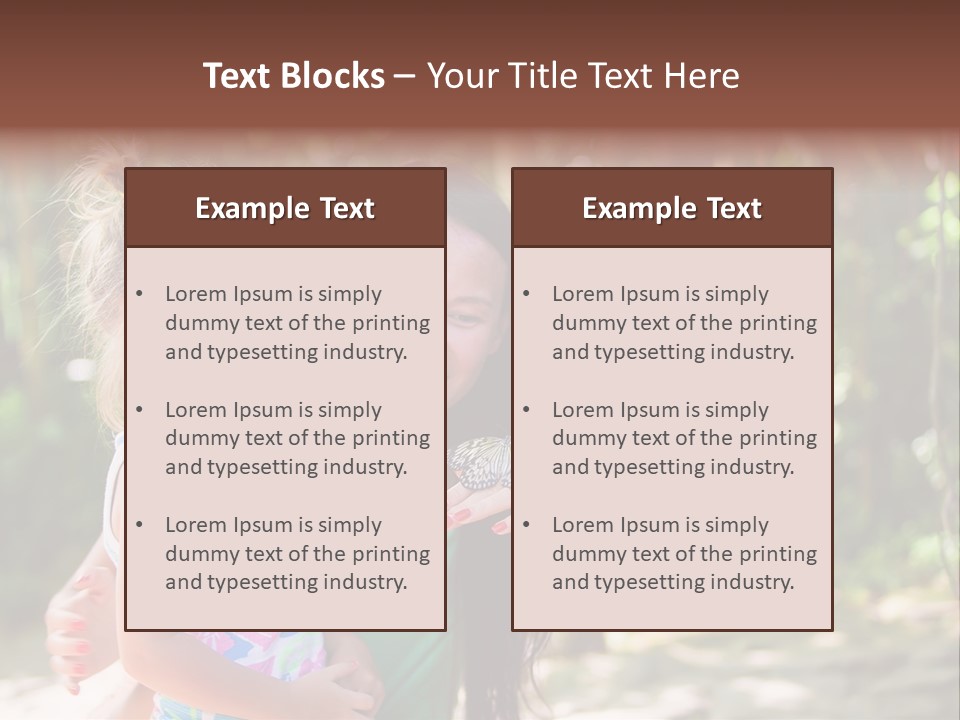 A Woman And A Little Girl Are Looking At A Butterfly PowerPoint Template