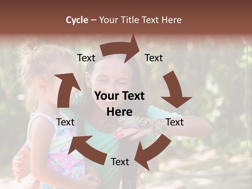 A Woman And A Little Girl Are Looking At A Butterfly PowerPoint Template
