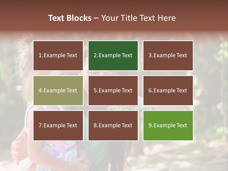 A Woman And A Little Girl Are Looking At A Butterfly PowerPoint Template