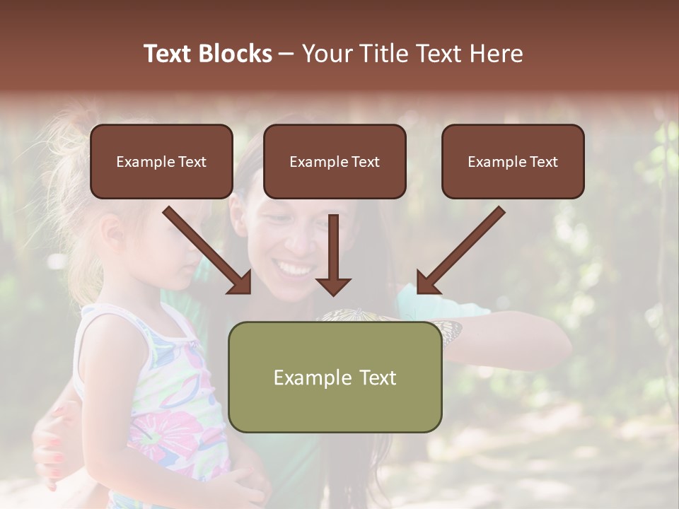 A Woman And A Little Girl Are Looking At A Butterfly PowerPoint Template