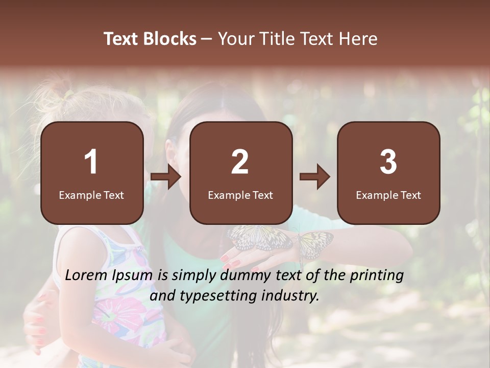 A Woman And A Little Girl Are Looking At A Butterfly PowerPoint Template