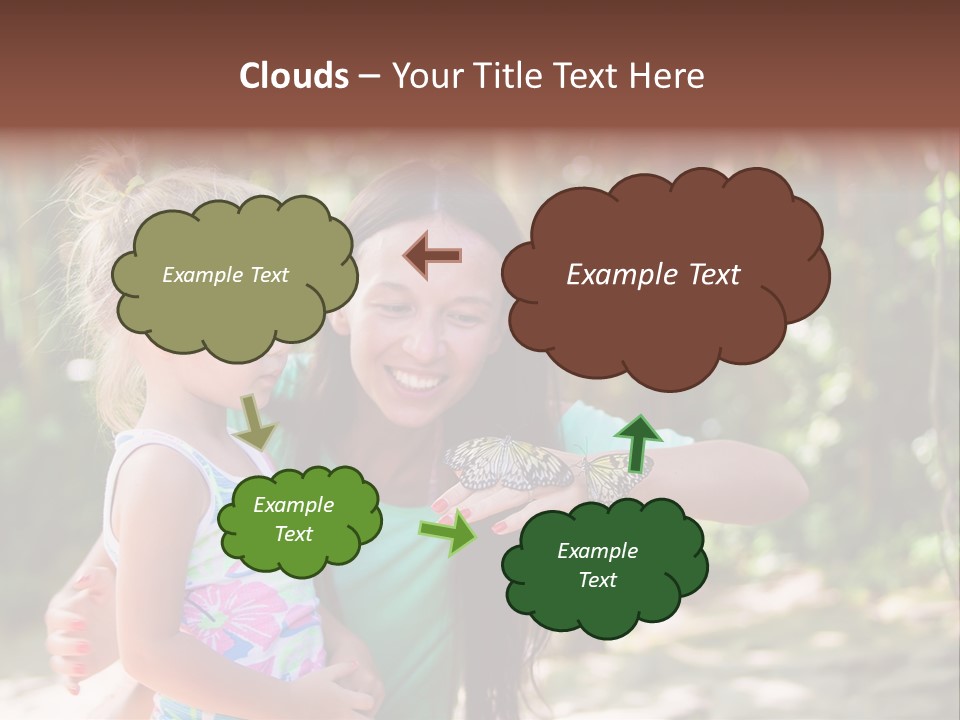 A Woman And A Little Girl Are Looking At A Butterfly PowerPoint Template