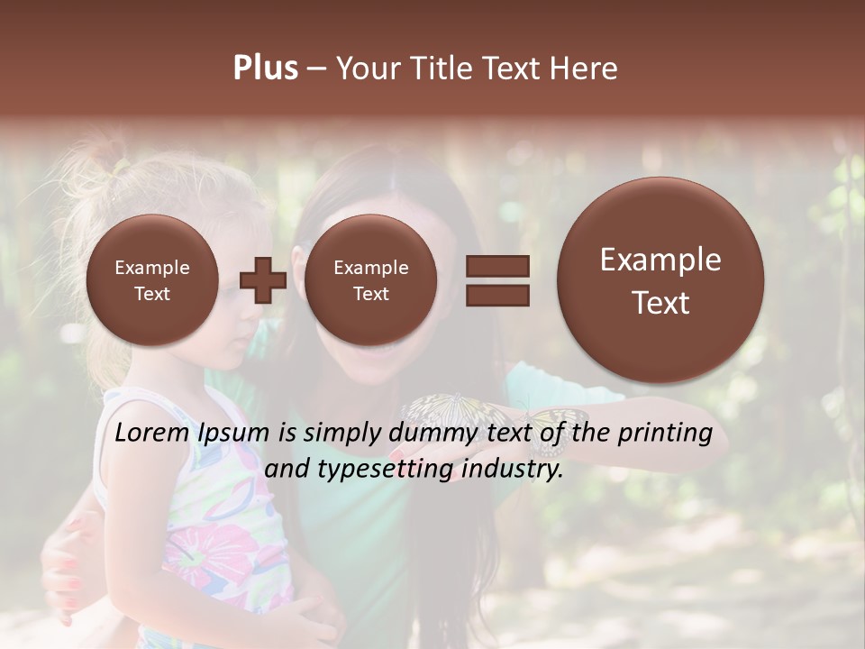 A Woman And A Little Girl Are Looking At A Butterfly PowerPoint Template