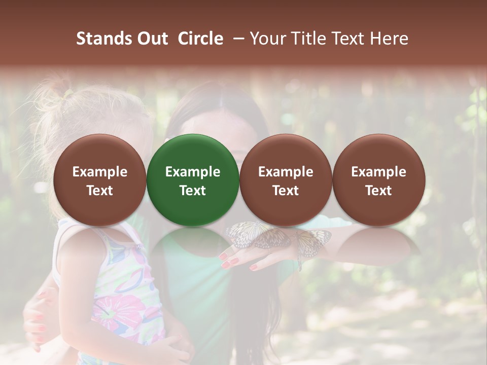 A Woman And A Little Girl Are Looking At A Butterfly PowerPoint Template