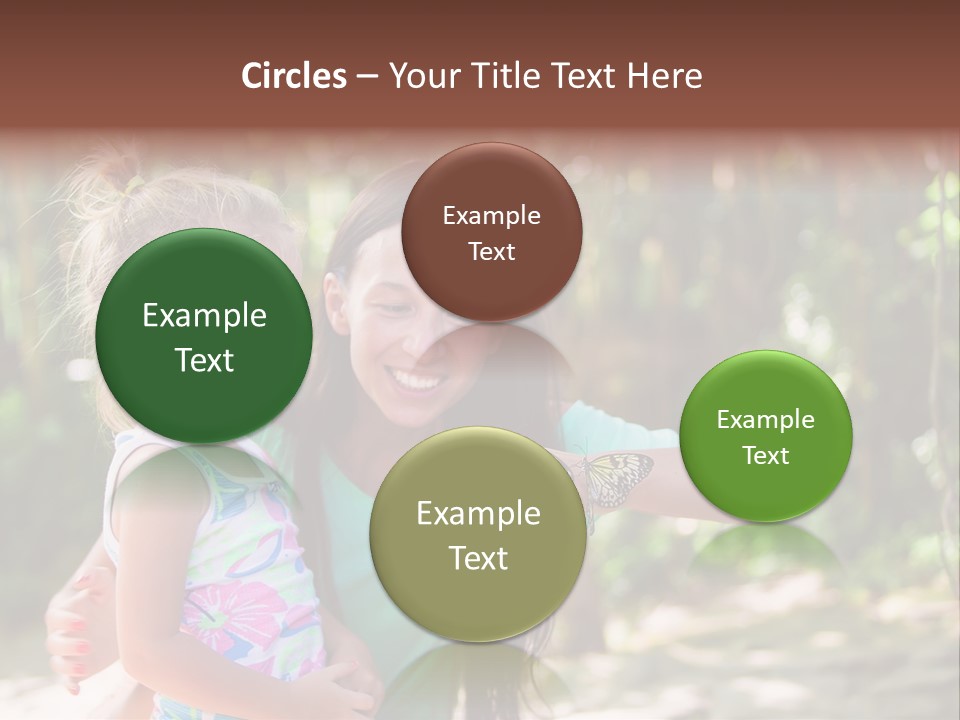A Woman And A Little Girl Are Looking At A Butterfly PowerPoint Template