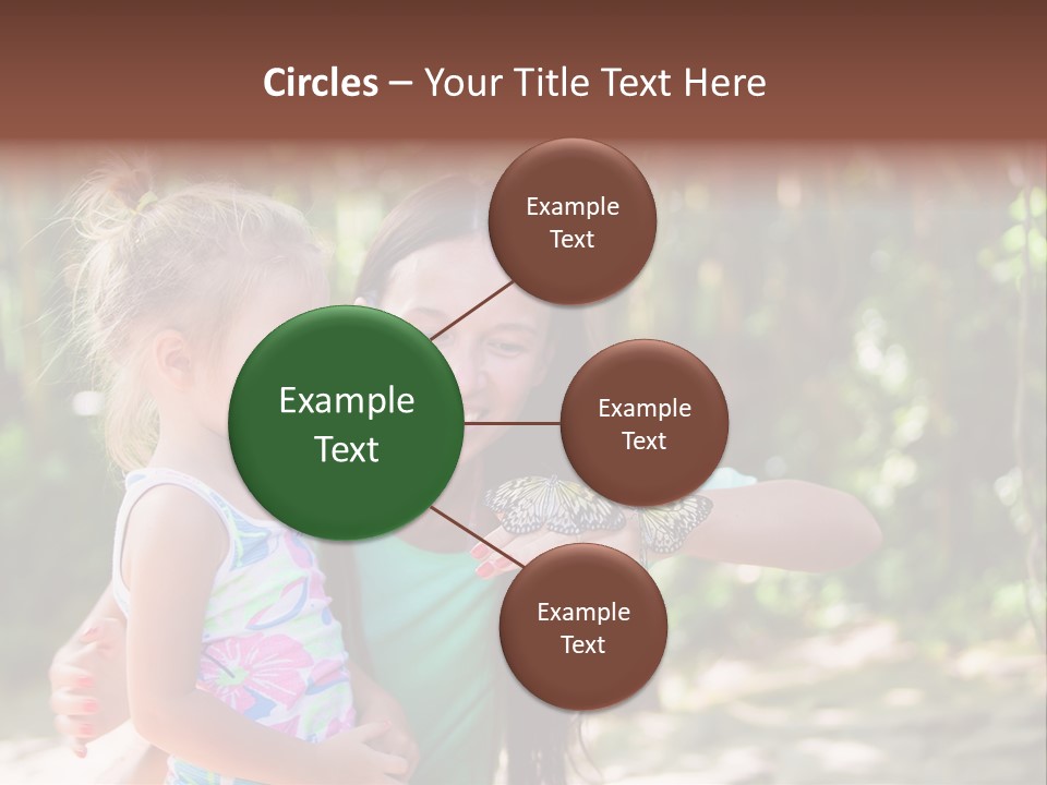 A Woman And A Little Girl Are Looking At A Butterfly PowerPoint Template