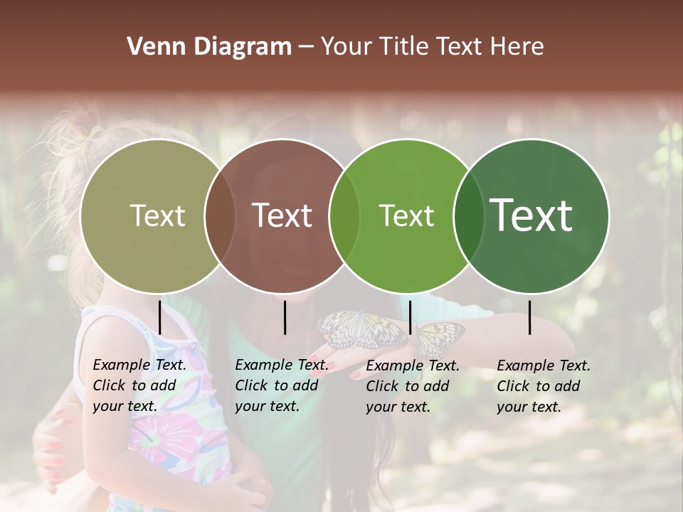 A Woman And A Little Girl Are Looking At A Butterfly PowerPoint Template
