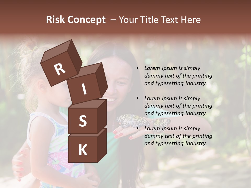 A Woman And A Little Girl Are Looking At A Butterfly PowerPoint Template