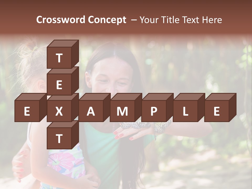 A Woman And A Little Girl Are Looking At A Butterfly PowerPoint Template