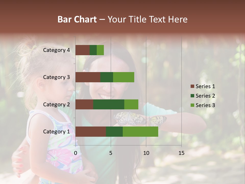 A Woman And A Little Girl Are Looking At A Butterfly PowerPoint Template