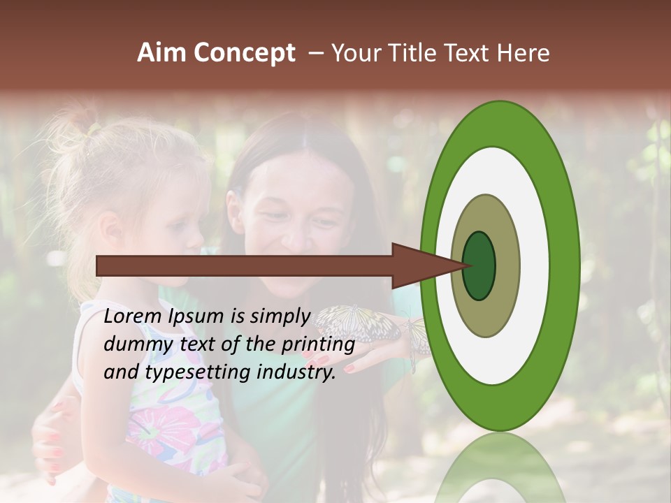 A Woman And A Little Girl Are Looking At A Butterfly PowerPoint Template