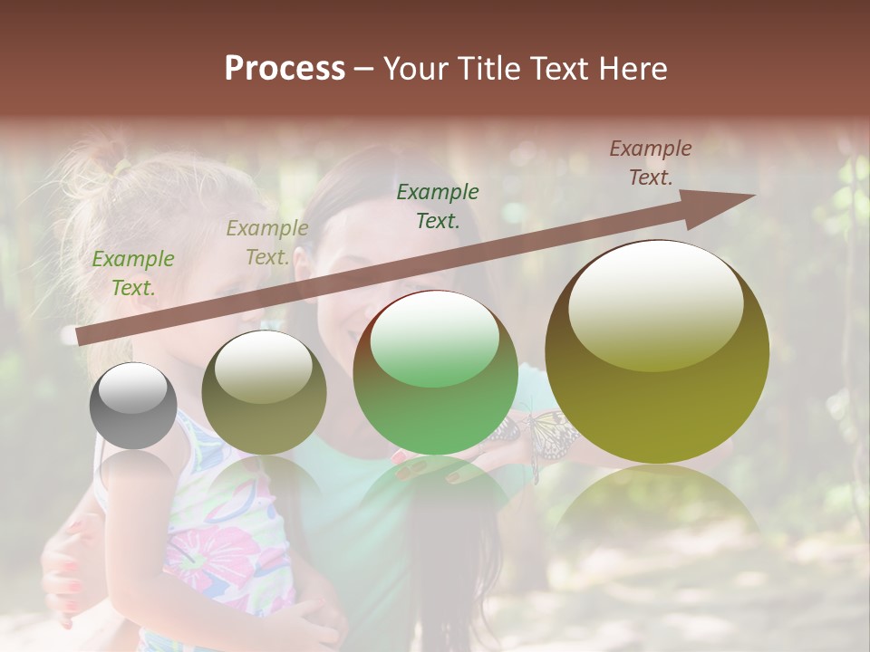 A Woman And A Little Girl Are Looking At A Butterfly PowerPoint Template