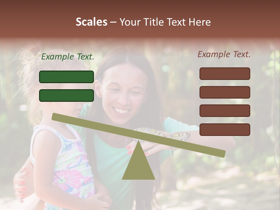 A Woman And A Little Girl Are Looking At A Butterfly PowerPoint Template