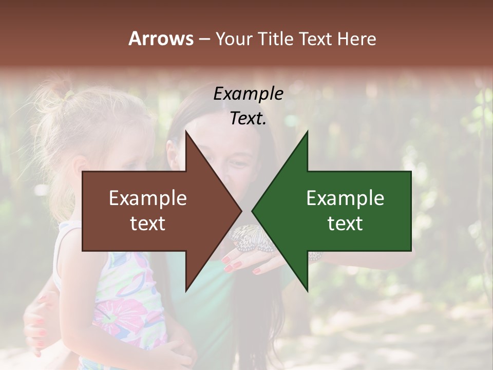 A Woman And A Little Girl Are Looking At A Butterfly PowerPoint Template