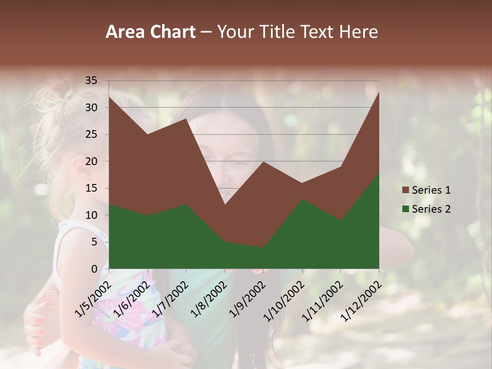 A Woman And A Little Girl Are Looking At A Butterfly PowerPoint Template