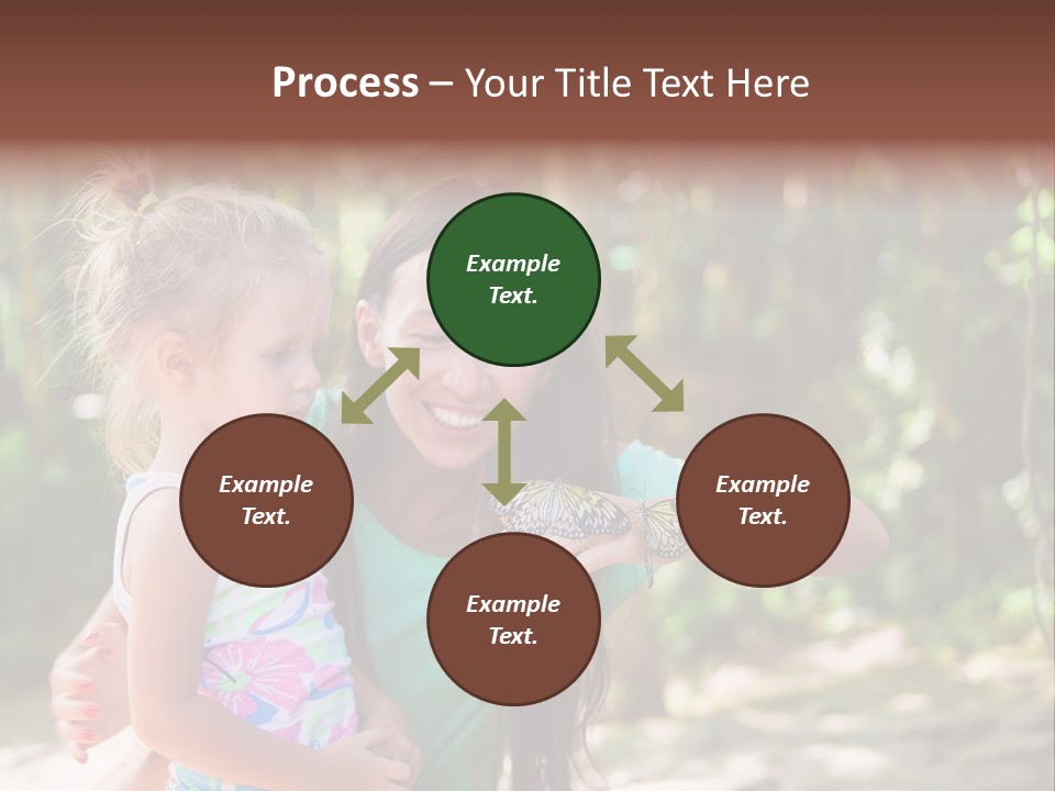 A Woman And A Little Girl Are Looking At A Butterfly PowerPoint Template