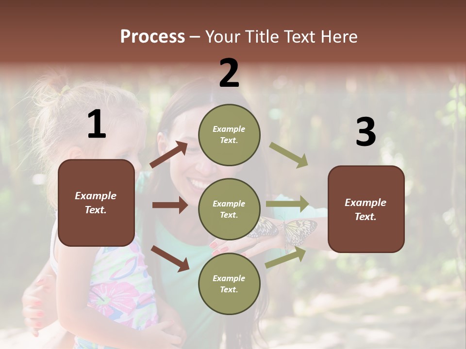 A Woman And A Little Girl Are Looking At A Butterfly PowerPoint Template