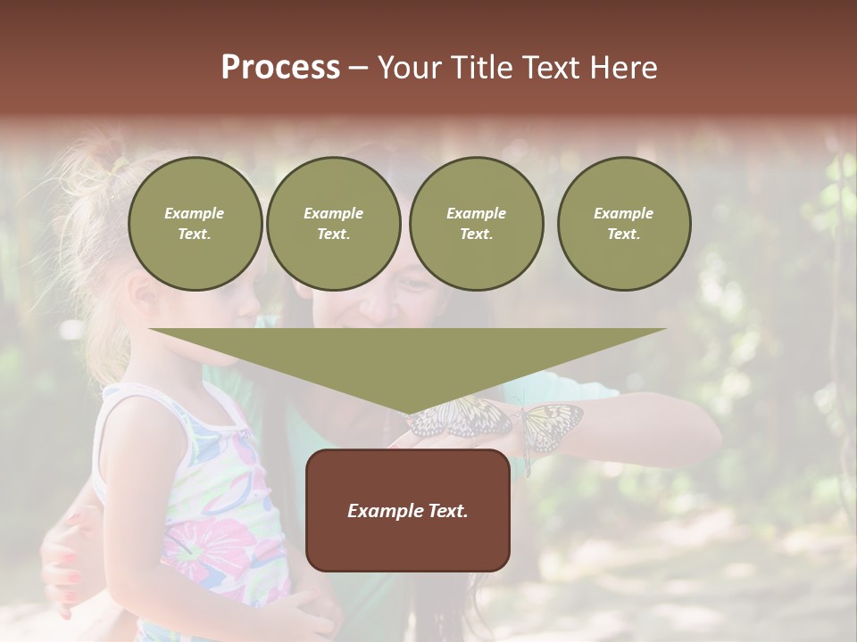 A Woman And A Little Girl Are Looking At A Butterfly PowerPoint Template