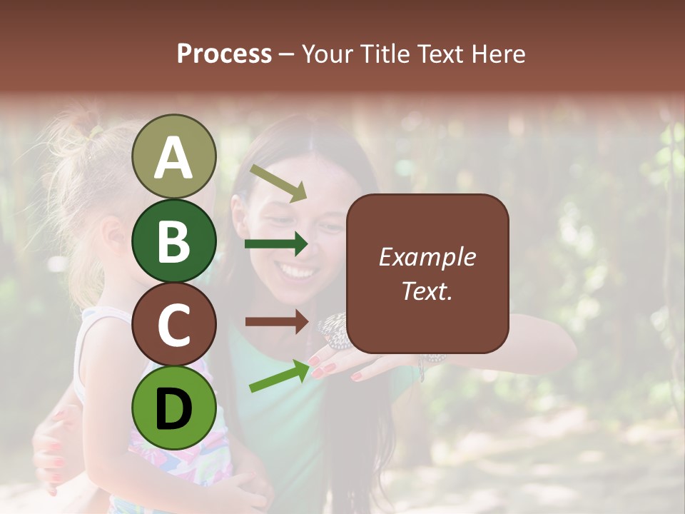 A Woman And A Little Girl Are Looking At A Butterfly PowerPoint Template